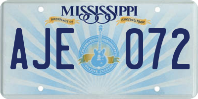 MS license plate AJE072
