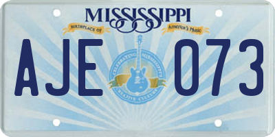 MS license plate AJE073