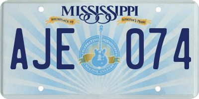 MS license plate AJE074