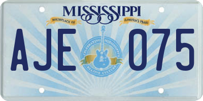 MS license plate AJE075