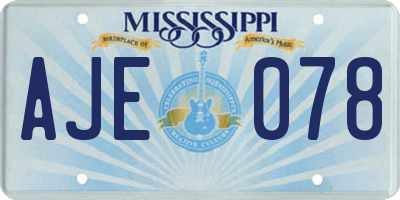 MS license plate AJE078