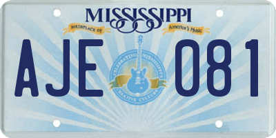 MS license plate AJE081