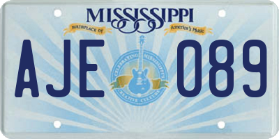 MS license plate AJE089