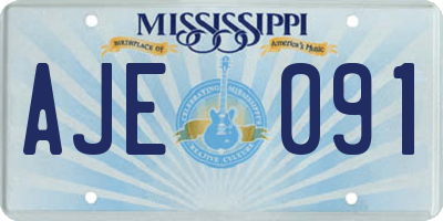 MS license plate AJE091