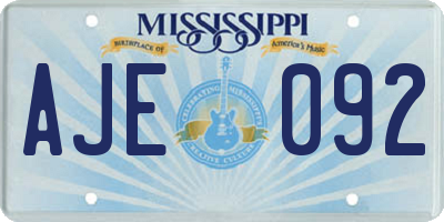 MS license plate AJE092