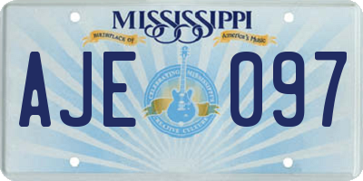 MS license plate AJE097