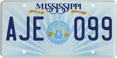 MS license plate AJE099