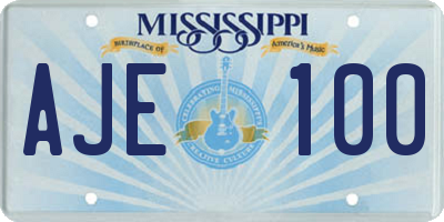 MS license plate AJE100