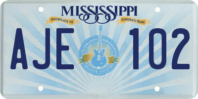 MS license plate AJE102