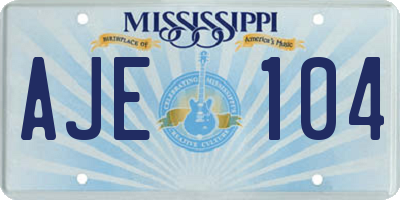 MS license plate AJE104