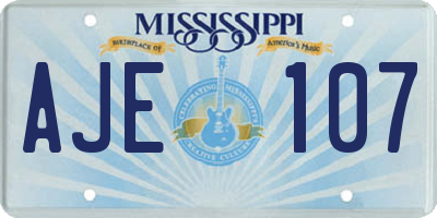 MS license plate AJE107