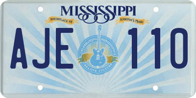 MS license plate AJE110