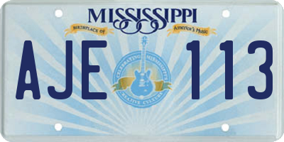 MS license plate AJE113
