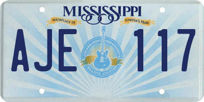 MS license plate AJE117