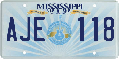 MS license plate AJE118