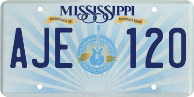MS license plate AJE120