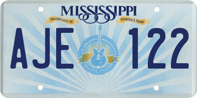 MS license plate AJE122