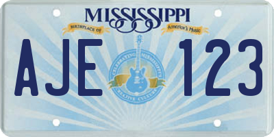 MS license plate AJE123
