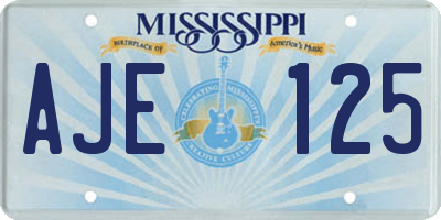 MS license plate AJE125