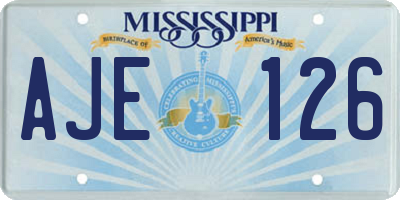 MS license plate AJE126
