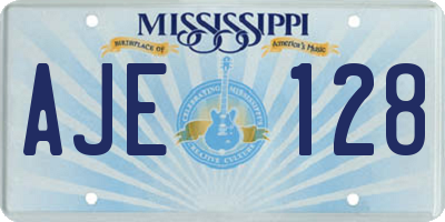MS license plate AJE128