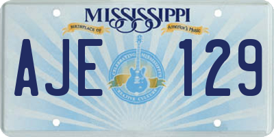 MS license plate AJE129