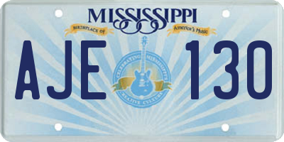 MS license plate AJE130