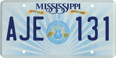 MS license plate AJE131