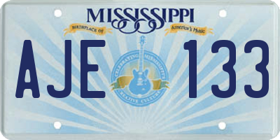 MS license plate AJE133