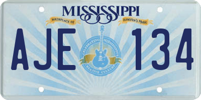 MS license plate AJE134