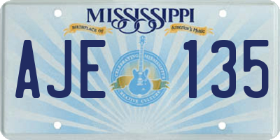 MS license plate AJE135