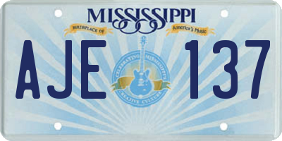 MS license plate AJE137