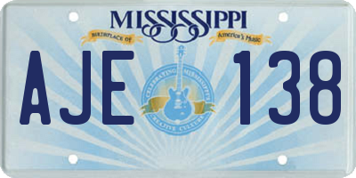 MS license plate AJE138