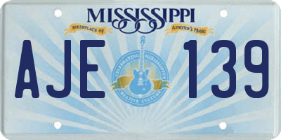 MS license plate AJE139