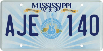 MS license plate AJE140