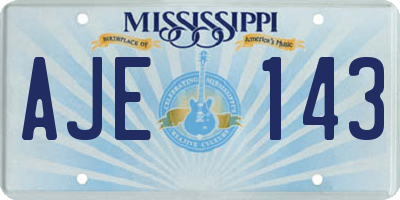 MS license plate AJE143