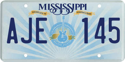 MS license plate AJE145