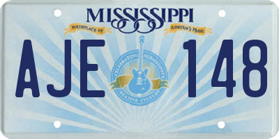 MS license plate AJE148