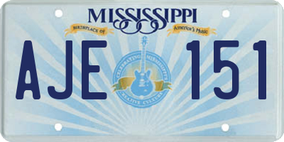 MS license plate AJE151