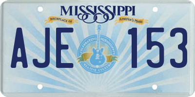 MS license plate AJE153