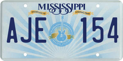 MS license plate AJE154