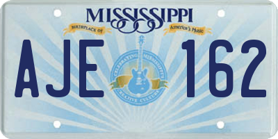MS license plate AJE162