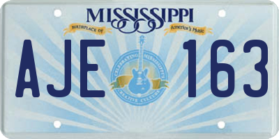 MS license plate AJE163