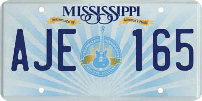 MS license plate AJE165