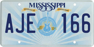 MS license plate AJE166