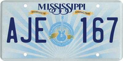 MS license plate AJE167