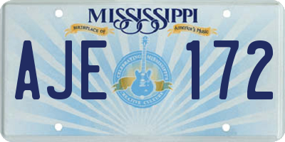 MS license plate AJE172