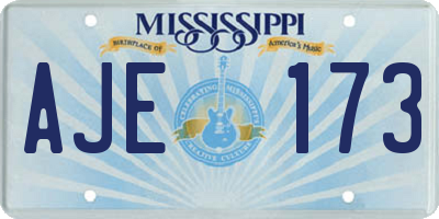 MS license plate AJE173