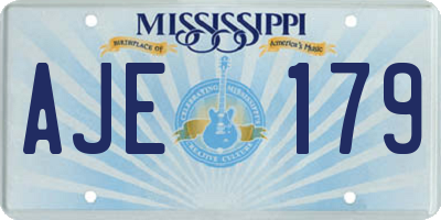 MS license plate AJE179