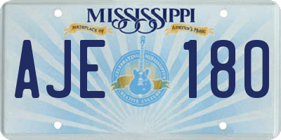 MS license plate AJE180